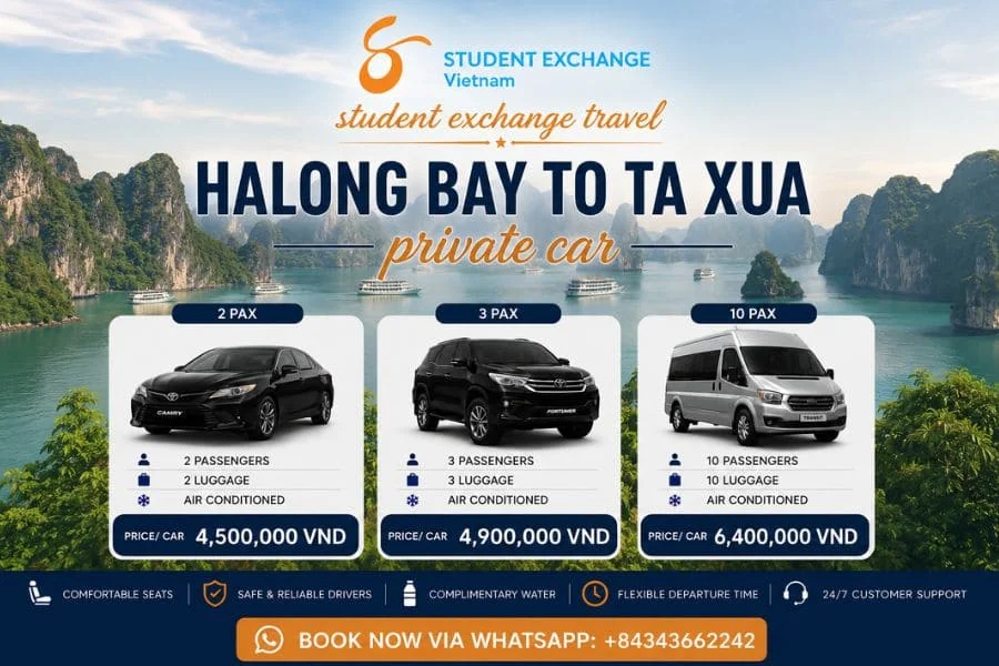 Private car Halong Bay to Ta Xua - Student Exchange Vietnam